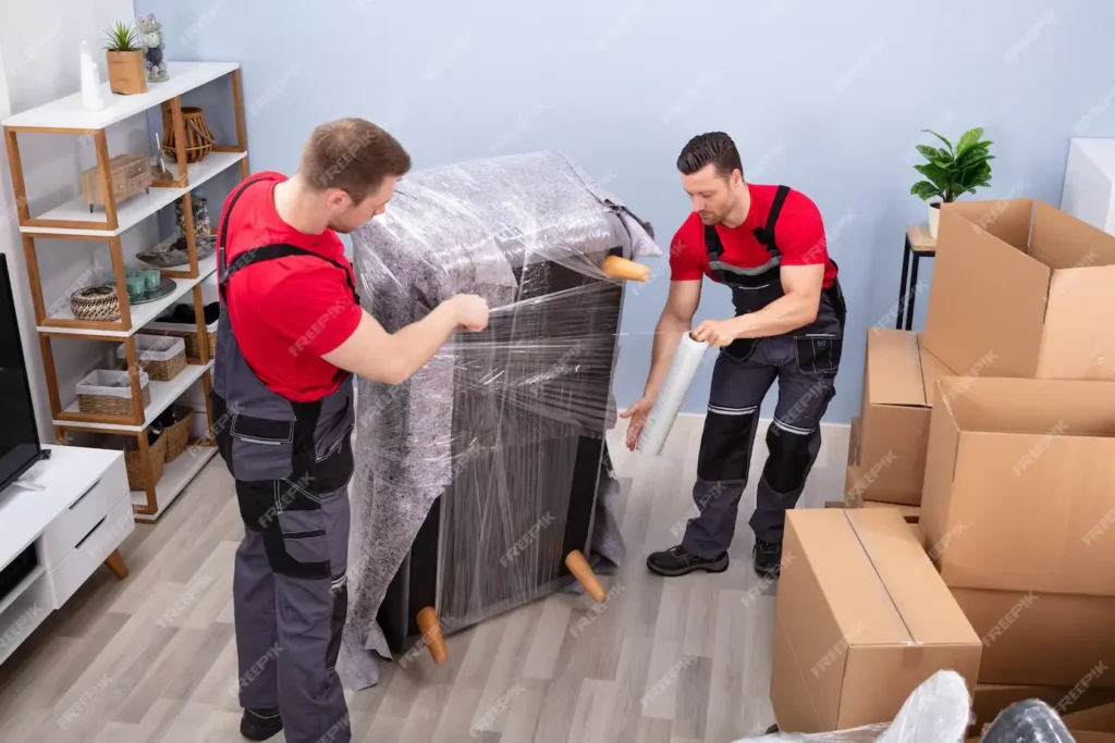 workers securing furniture for transporting in Melbourne